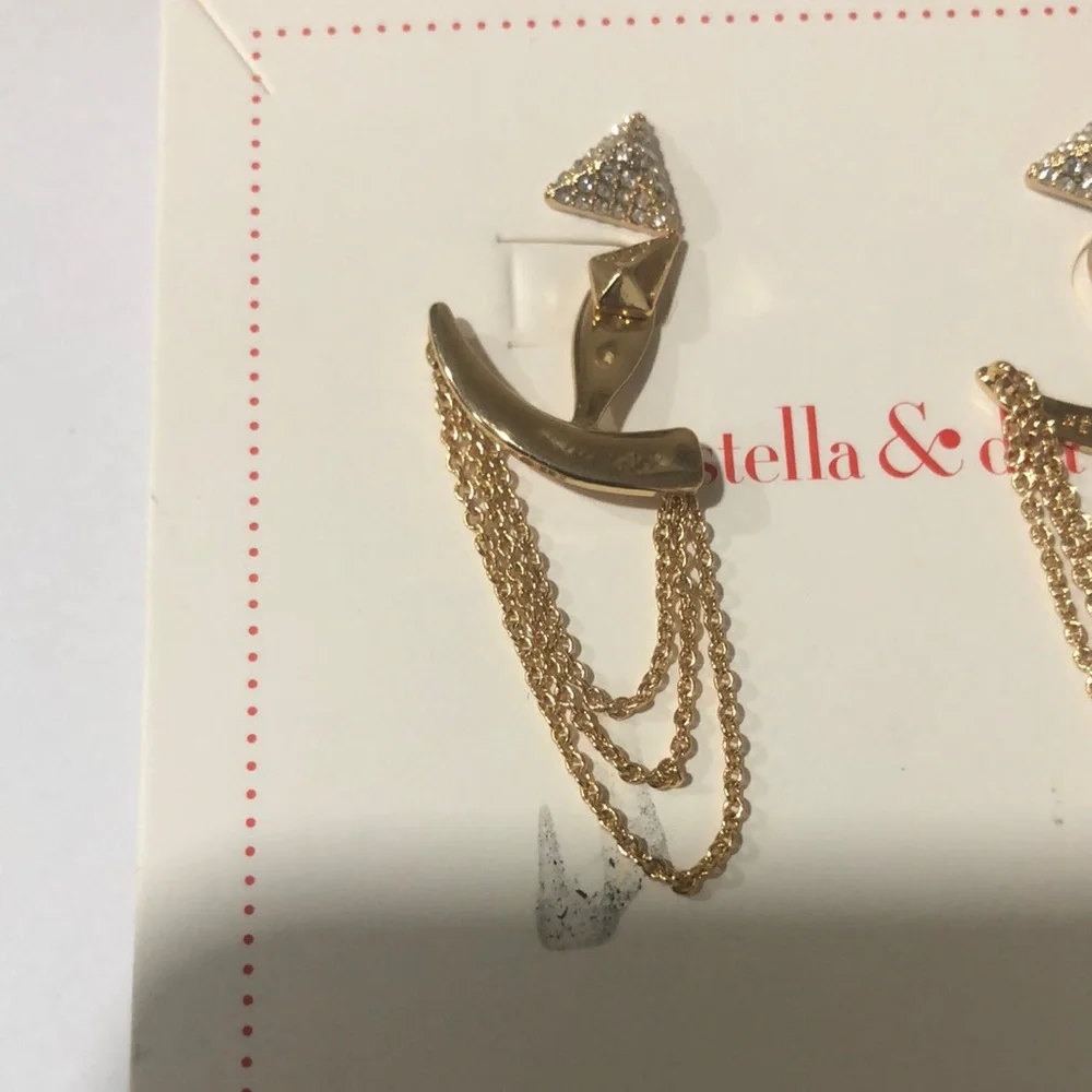 Stella & Dot Gold Drape Ear Cascade Chain Earrings - Picture 2 of 3